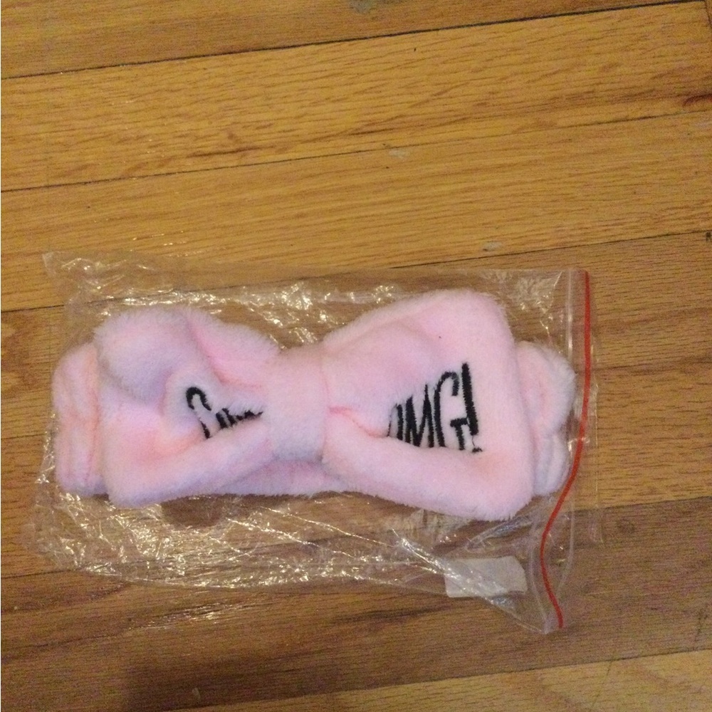 Pink Plush Bow Headband